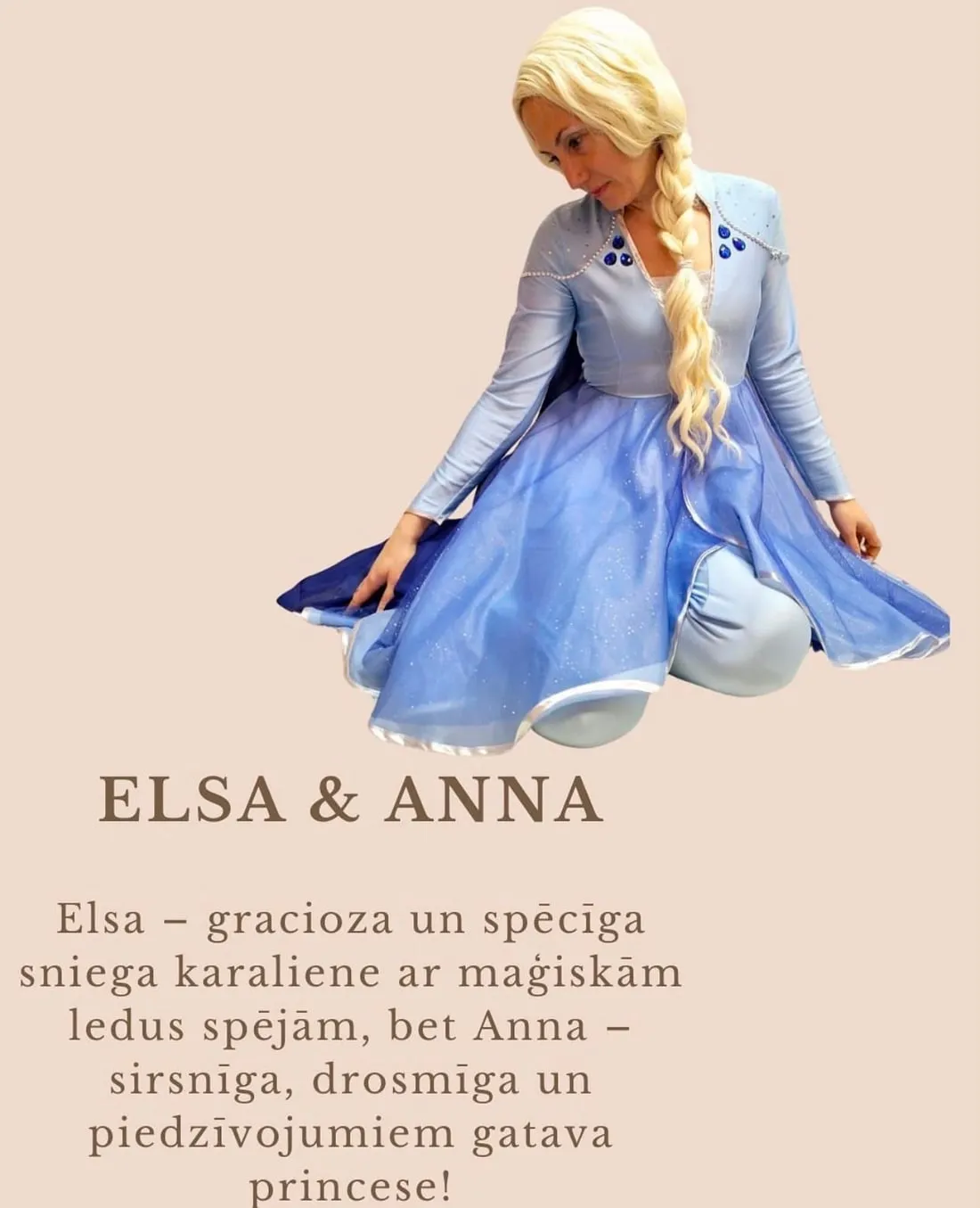 Animators Elsa & Anna tēlā BamBalle telpā Ogrē